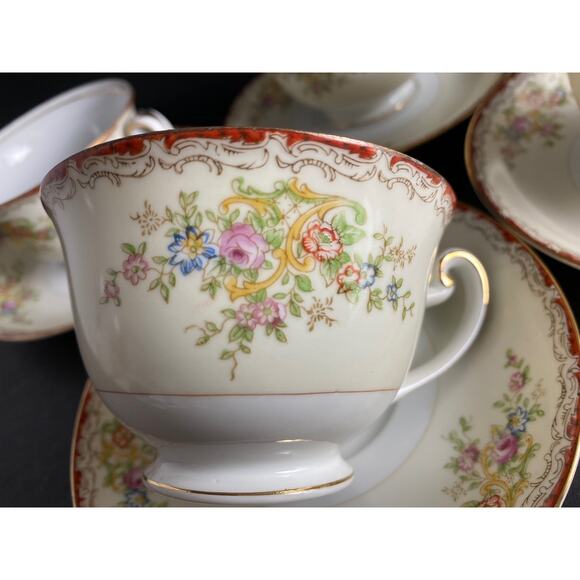 Set of 4 Grace China Teacups & Saucers | Vintage Cottagecore Teacups | 1950s - Picture 6 of 10